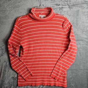 Coldwater Creek Ribbed Turtleneck Women's XL orange white viscose nylon